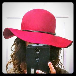 Red Floppy Felt Hat