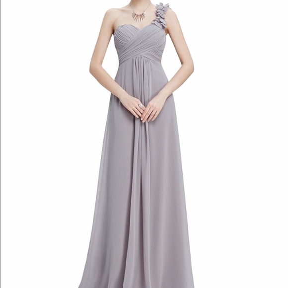 Grey One Shoulder Long Dress