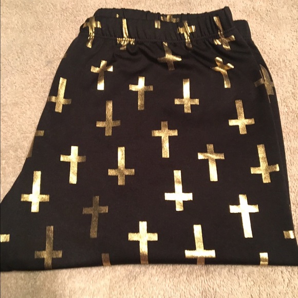 Gold cross leggings