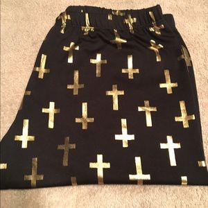 Gold cross leggings