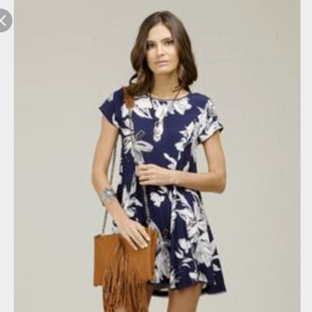 ANGL Floral Silk Mini Dress