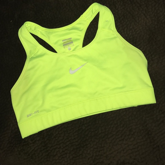 Neon yellow Nike pro sports bra