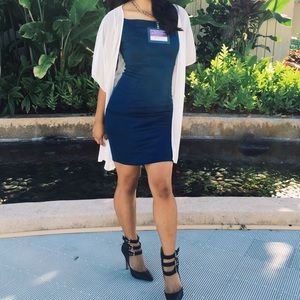 Deep Teal Wide Shoulder Bodycon