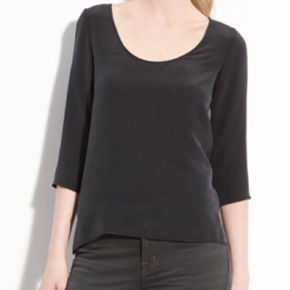 Keyhole black silk top