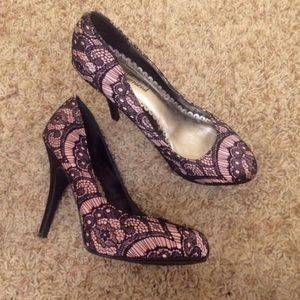 Pink lace heels