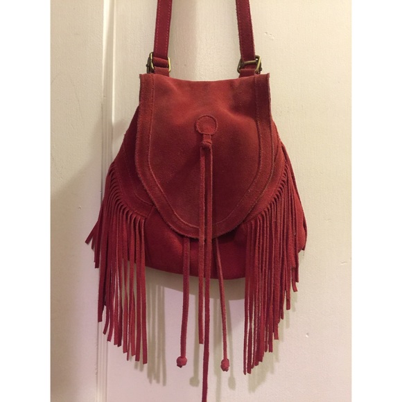 Red suede urban outfitters bag