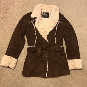 ~FAUX-FUR SUEDE Coat ~ G By Guess
