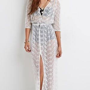 Sheer Embroidered Maxi Cover Up