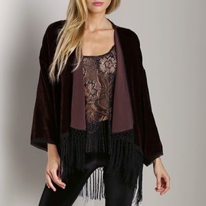 Wheeler Fringe Velvet Kimono