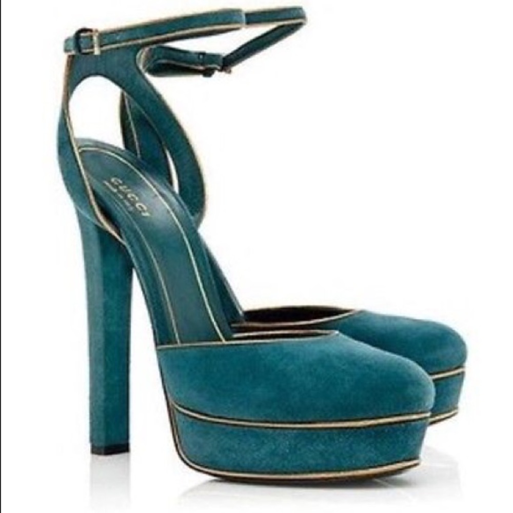 Gucci Huston Teal Platform Mary Jane Pump