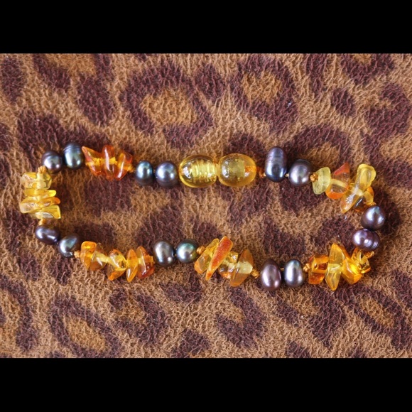 Brand New Baltic Amber & Pearls Teething Bracelet