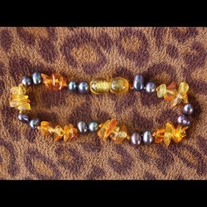 Brand New Baltic Amber & Pearls Teething Bracelet