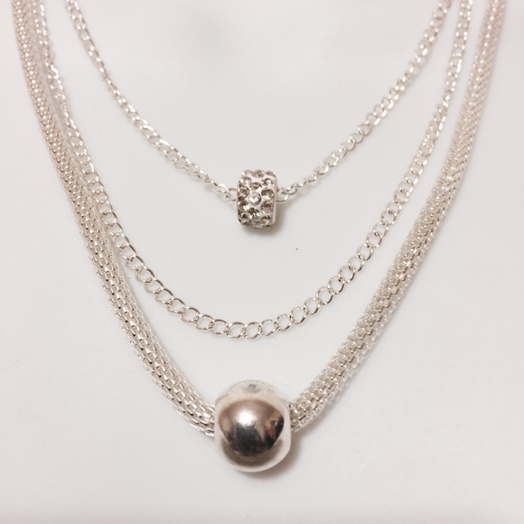 Triple Strand with Charms Necklace Silver - Picture 3 of 4