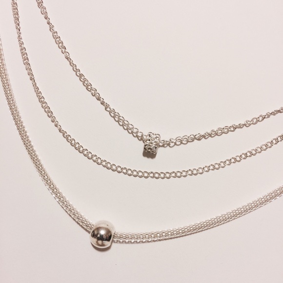 Triple Strand with Charms Necklace Silver - Picture 4 of 4