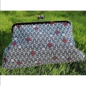 Custom Dark Blue Anchor Clutch