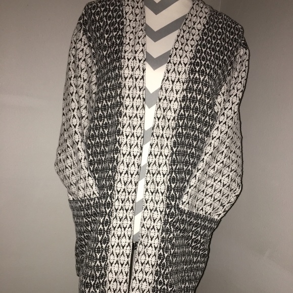 Black and cream tribal print cardigan