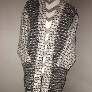 Black and cream tribal print cardigan