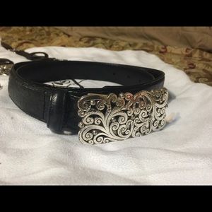 Brighton black leather belt. 38