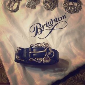 Brighton black leather belt 38