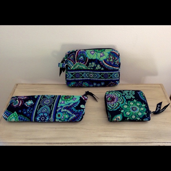 Vera Bradley wallet, make-up and brush set