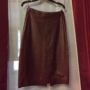JCrew burgundy leather pencil skirt