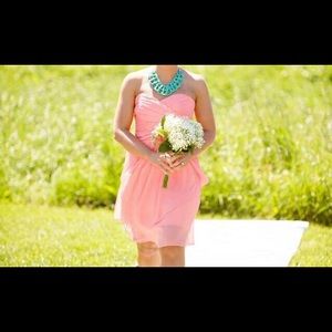 Davids bridal bridesmaid dress in coral