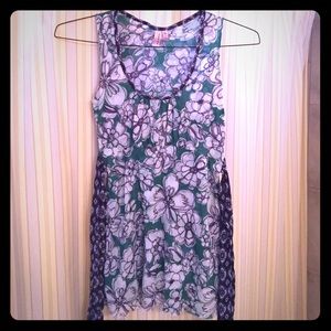 Sweet Pea - green, white, and navy blue tank