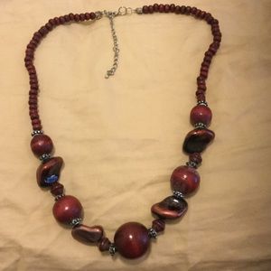 Burgundy Chunky Statement Necklace