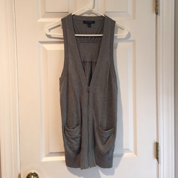 Banana Republic Factory long zip vest, gray, S