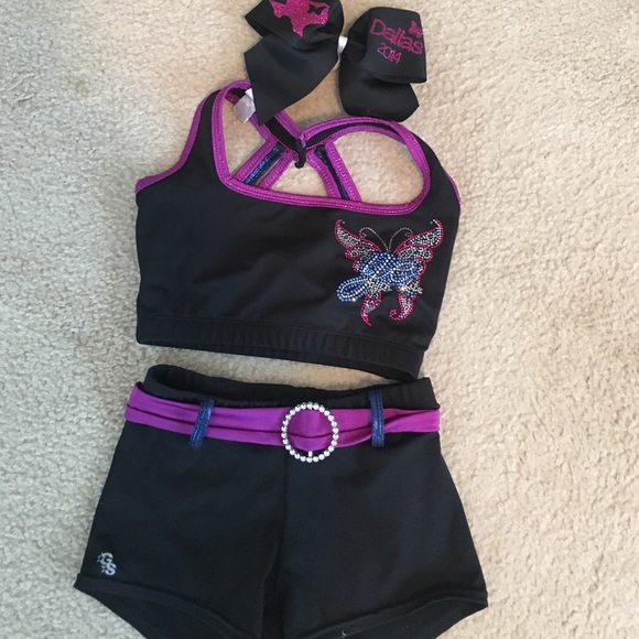 Cheer Extreme Youth Elite practice wear and bow