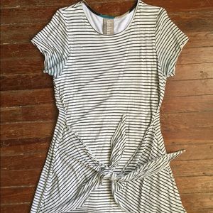 ANTHROPOLOGIE tie-front t-shirt dress - L -PETITE