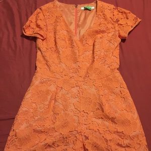 Trina Turk Coral Lace Romper