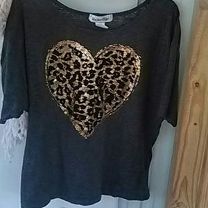 Cute Grey shirt with gold heart