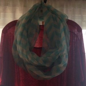 Francesca's Chevron Infinity Scarf Mint and White