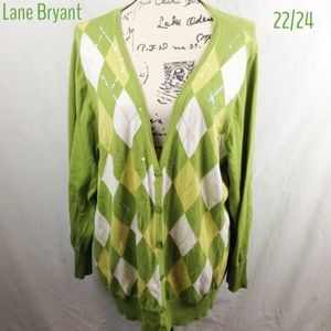 Lane Bryant Argyle Cardigan Sweater