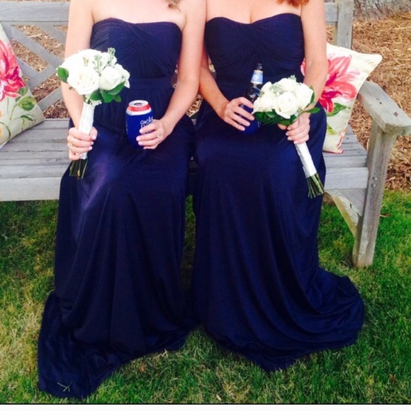 Strapless navy dress