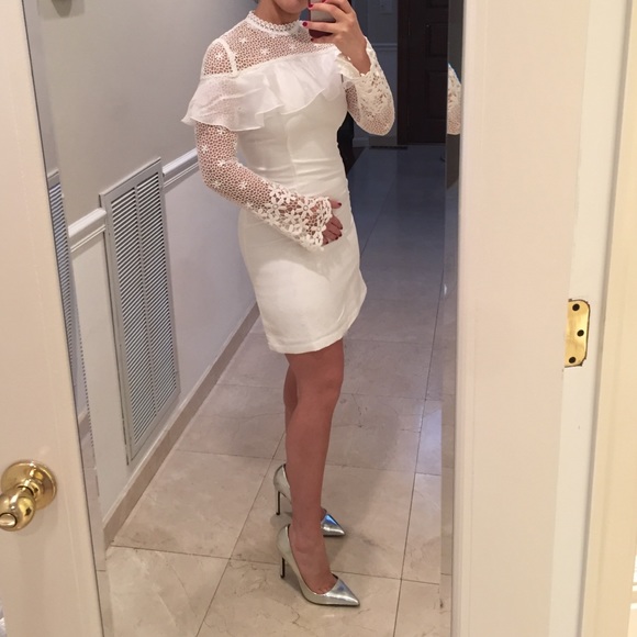 MODELED Lace Ruffle Self P Style Dress - Picture 3 of 4