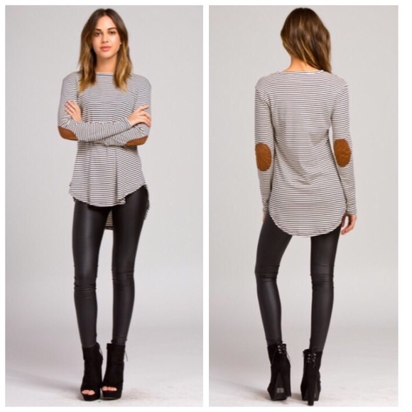 ❗️CLEARANCE❗️Navy Suede Elbow Tunic Top S M L - Picture 2 of 2