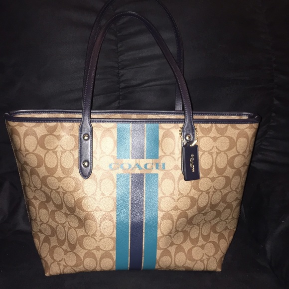 Coach Handbags - Coach Varsity Stripe Signature Tote