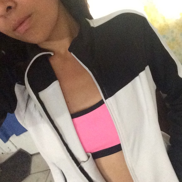 Sporty black white track jacket