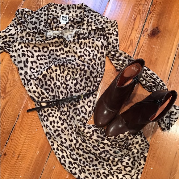 Long Sleeve, Belted leopard print dress