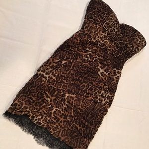 BCBG Cheetah Print Lace Strapless Dress - Size 6