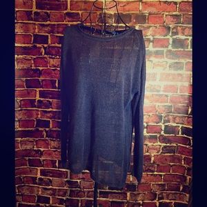 Vera Wang Sheer asymmetrical plum sweater