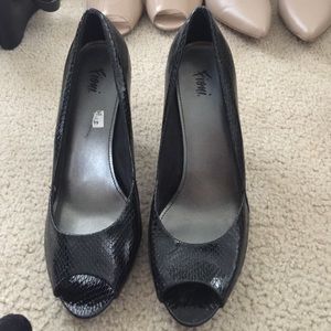 High heeled peep toe heels