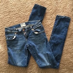 Zara TRF Low Waist Denim Blue Skinny Jeans