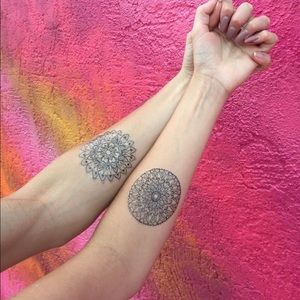 Small Mandala Temporary Tattoo - Hand Drawn Design