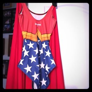 Blackmilk Wonder Woman one piece with cape