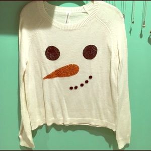 Bethany Mota sequin snowman Christmas sweater