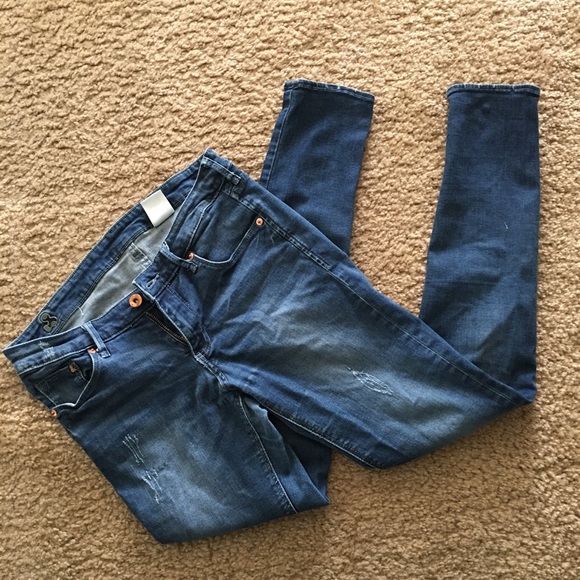 H&M Skinny Low Waist Denim Blue Jeans - Picture 1 of 4