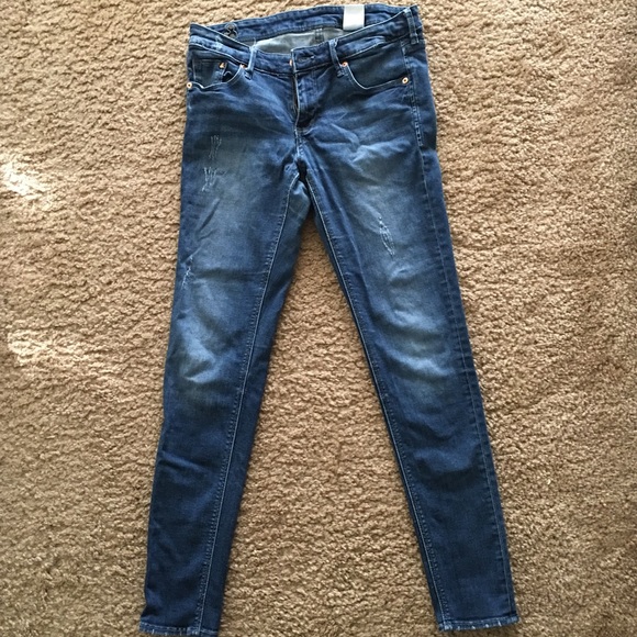 H&M Skinny Low Waist Denim Blue Jeans - Picture 2 of 4